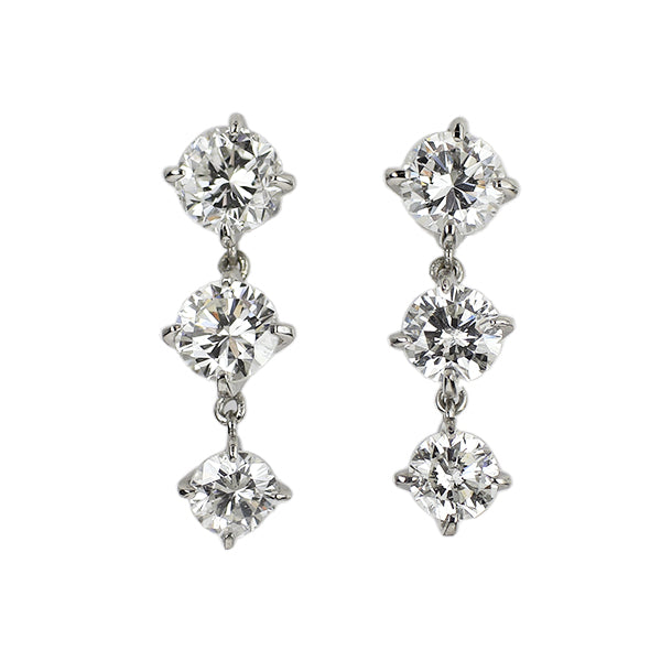 Pt900 ダイヤモンド ピアス 1.53ct スリーストーン