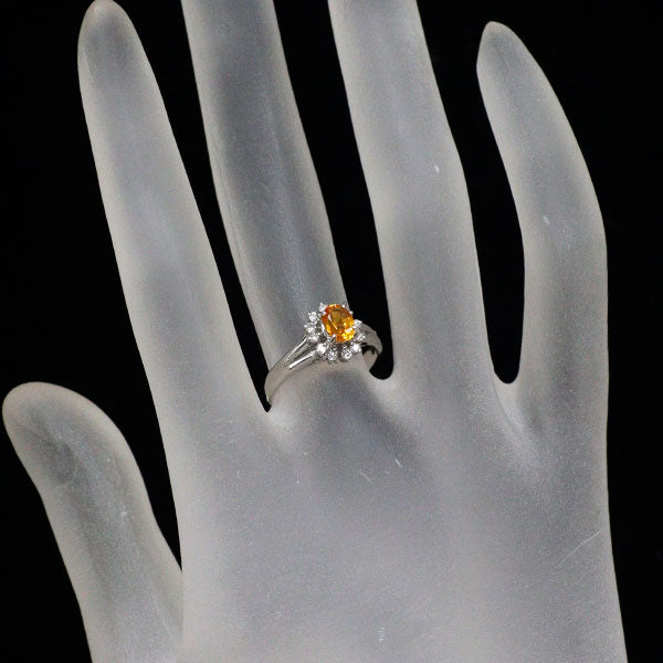 Pt900 オレンジサファイア ダイヤモンド リング 0.687ct D0.15ct