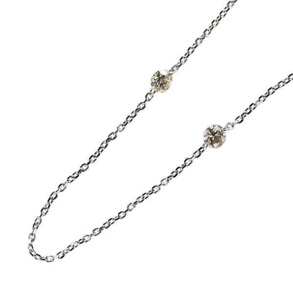 Pt850 ストリングホール ダイヤモンド ロングステーション ネックレス 1.00ct 85cm