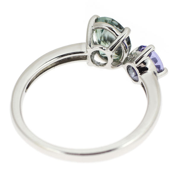 Pt950 ゾイサイト タンザナイト フォークリング0.90ct 0.45ct