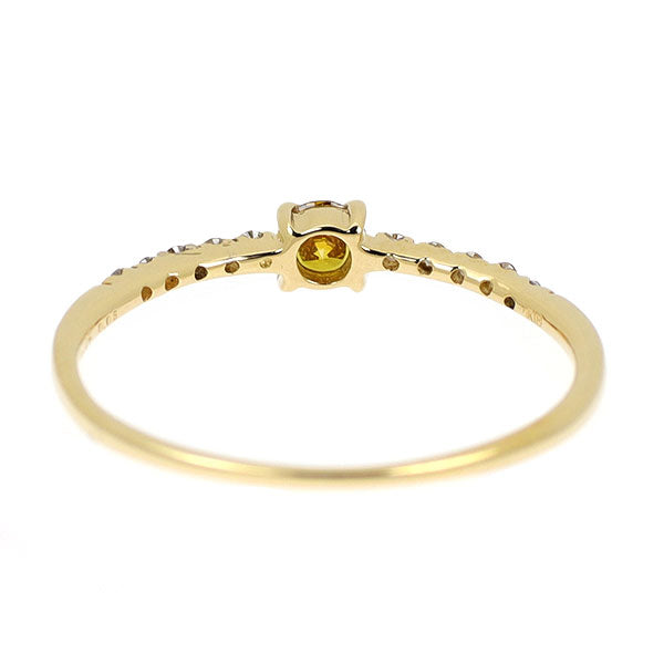 K18YG トリートイエロー/カラーレス ダイヤモンド リング 0.12ct D0.05ct