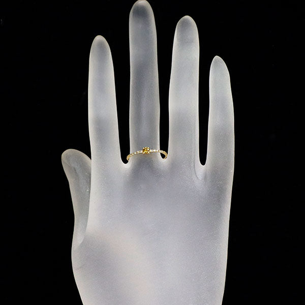 K18YG トリートイエロー/カラーレス ダイヤモンド リング 0.12ct D0.05ct