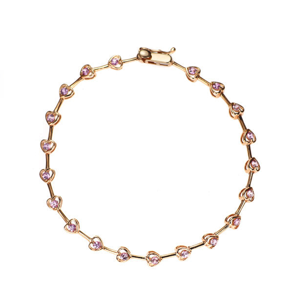 K18PG ピンクサファイア ブレスレット 1.00ct ハート — セルビー