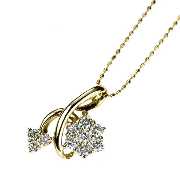 K18YG ダイヤモンド ペンダントネックレス 0.50ct フラワー