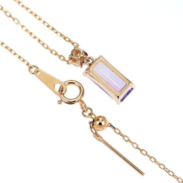 K18PG アメジスト ダイヤモンド ペンダントネックレス 1.12ct D0.10ct