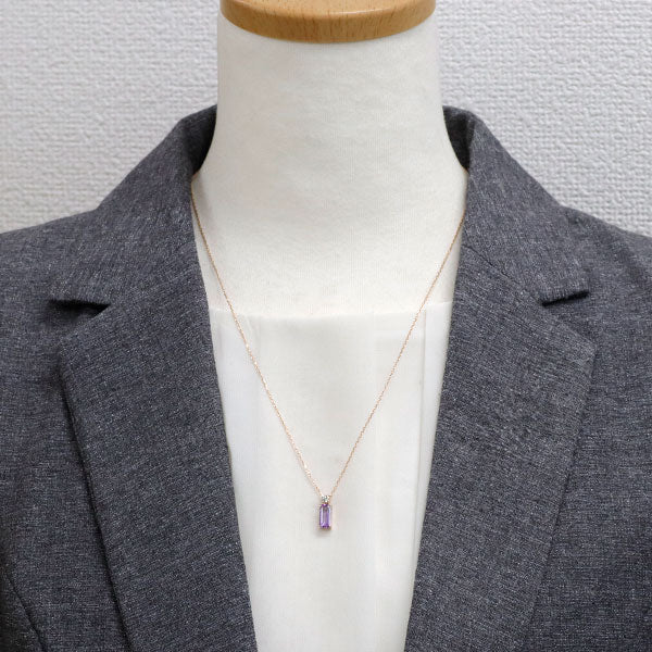 K18PG アメジスト ダイヤモンド ペンダントネックレス 1.12ct D0.10ct
