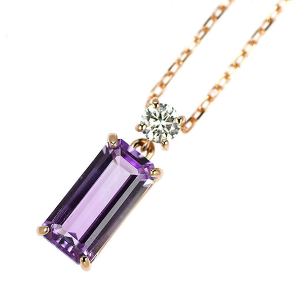 K18PG アメジスト ダイヤモンド ペンダントネックレス 1.12ct D0.10ct