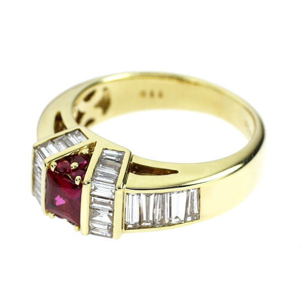 K18YG ルビー ダイヤモンド リング 0.33ct R0.10ct D1.10ct