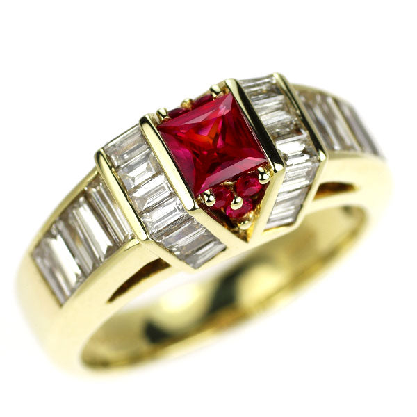 K18YG ルビー ダイヤモンド リング 0.33ct R0.10ct D1.10ct