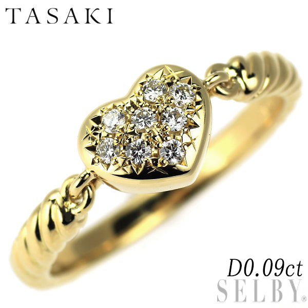 田崎真珠 K18YG ダイヤモンド リング 0.09ct ハート