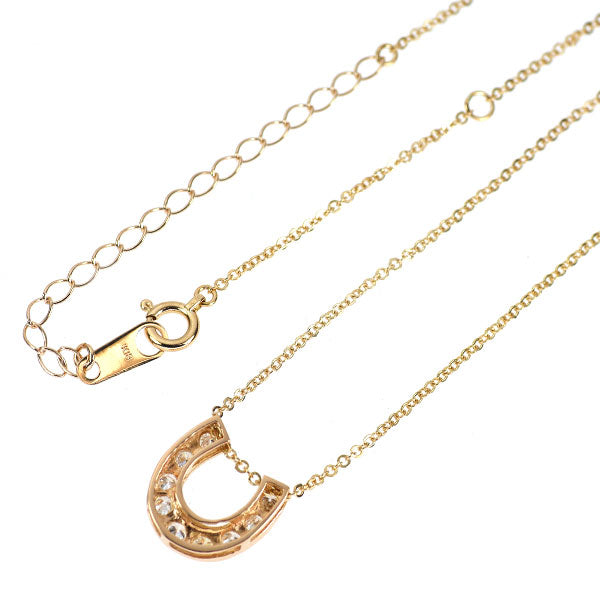 K18YG/PG ダイヤモンド ペンダントネックレス 0.30ct 馬蹄