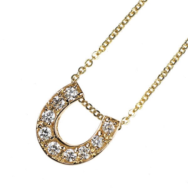 K18YG/PG ダイヤモンド ペンダントネックレス 0.30ct 馬蹄