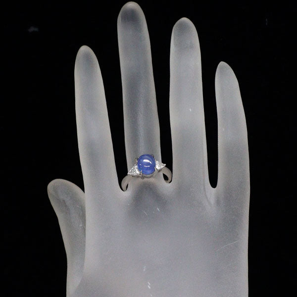Pt900 スターサファイア ダイヤモンド リング 3.891ct D0.32ct