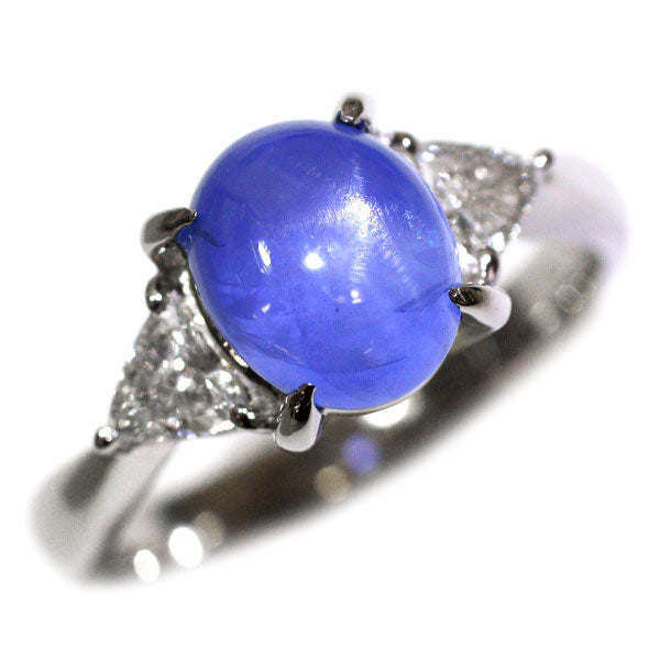 Pt900 スターサファイア ダイヤモンド リング 3.891ct D0.32ct
