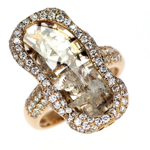 K18PG スライスカット ダイヤモンド リング 3.06ct D1.04ct