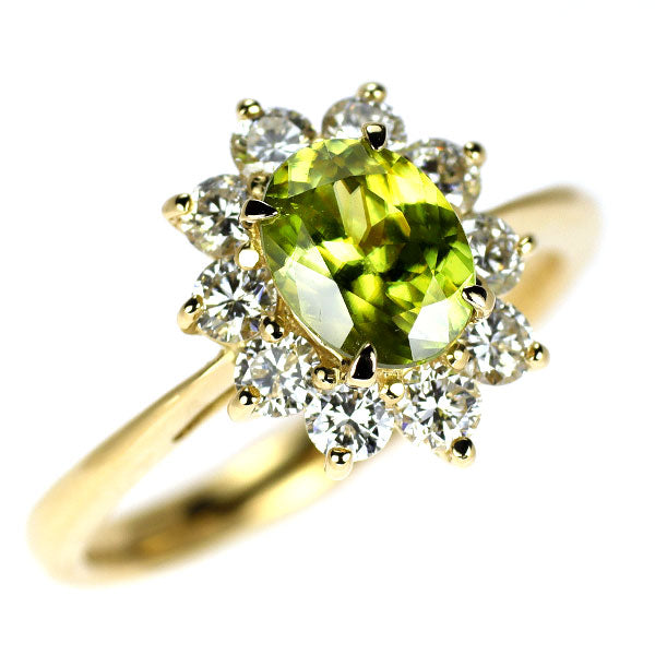K18YG スフェーン ダイヤモンド リング 0.966ct D0.64ct