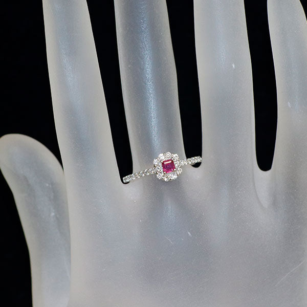 Pt950 ルビー ダイヤモンド リング 0.20ct D0.30ct