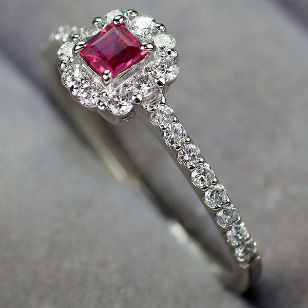 Pt950 ルビー ダイヤモンド リング 0.20ct D0.30ct