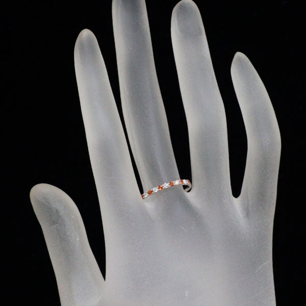 K18WG オレンジサファイア ダイヤモンド リング 0.15ct D0.09ct ハーフエタニティ