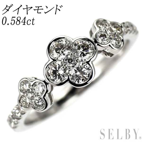 K18WG ダイヤモンド リング 0.584ct フラワー