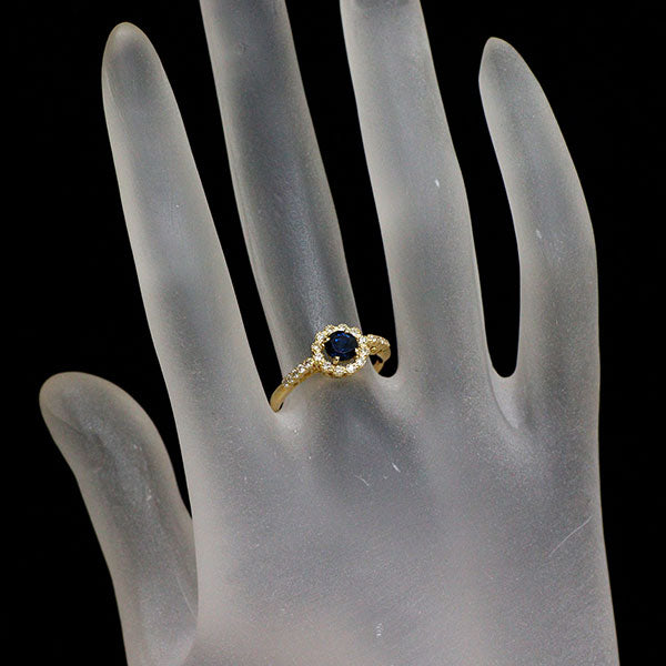 K18YG サファイア ダイヤモンド リング 0.56ct D0.16ct