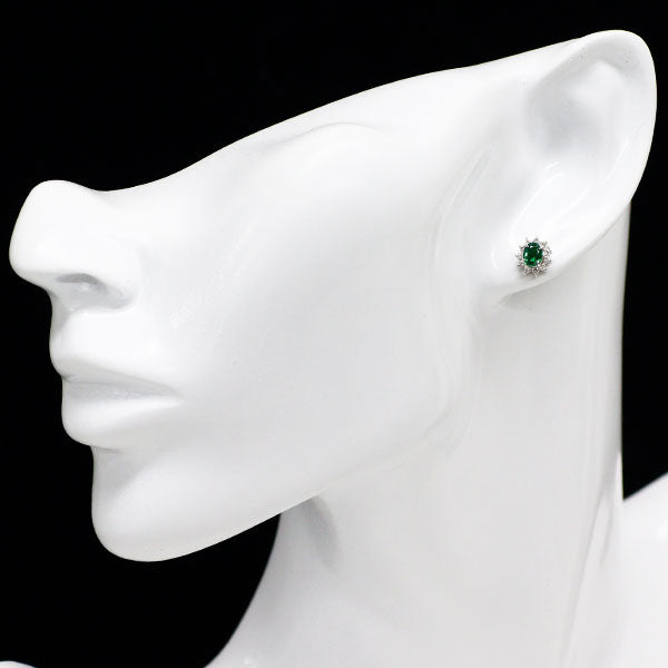 Pt900 グリーンガーネット ダイヤモンド ピアス 0.79ct D0.27ct