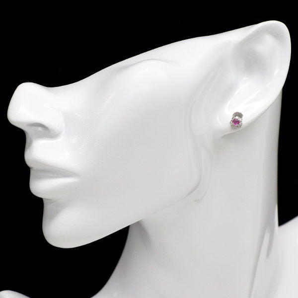Pt900 ピンクサファイア ダイヤモンド ピアス 0.26ct D0.20ct