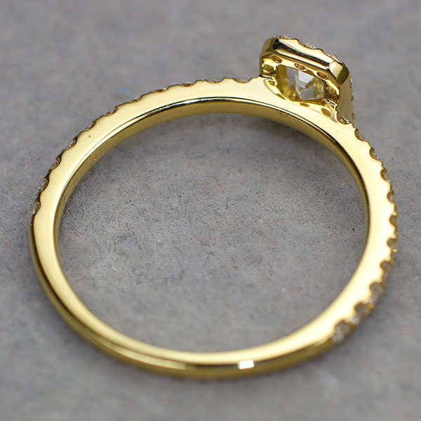 K18YG エメラルドカット ダイヤモンド リング 0.169ct D0.30ct