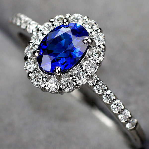 Pt900 サファイア ダイヤモンド リング 0.79ct D0.24ct