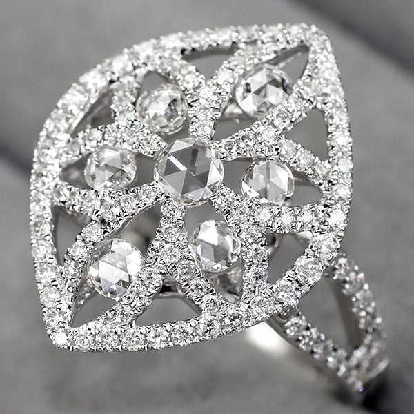 K18WG ローズカットダイヤモンド ダイヤモンド リング 0.63ct D0.59ct
