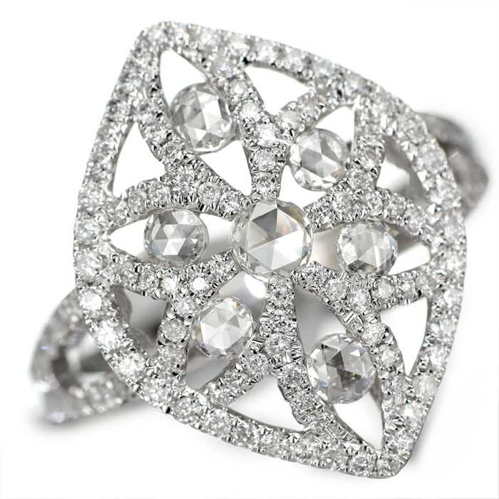 K18WG ローズカットダイヤモンド ダイヤモンド リング 0.63ct D0.59ct