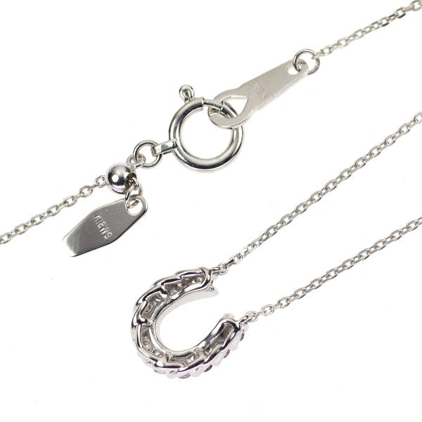 K18WG 天然ピンクダイヤモンド ペンダントネックレス 0.17ct 馬蹄
