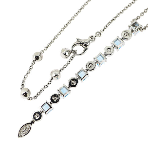 ブルガリ K18WG ブルートパーズ ダイヤモンド ペンダントネックレス ルチア