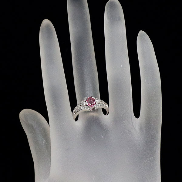K18WG 通常加熱ピンクサファイア ダイヤモンド リング 0.82ct D0.23ct