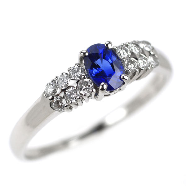 Pt900 サファイア ダイヤモンド リング 0.46ct D0.27ct