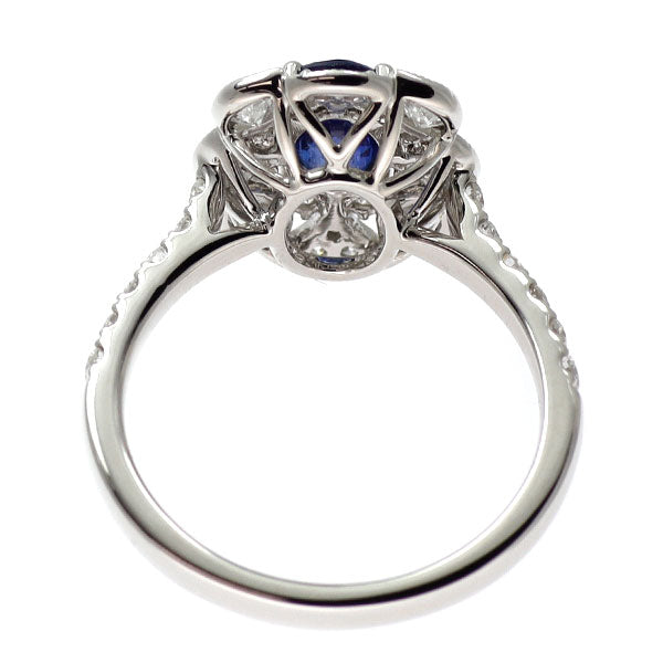 K18WG サファイア ダイヤモンド リング 1.02ct D0.75ct