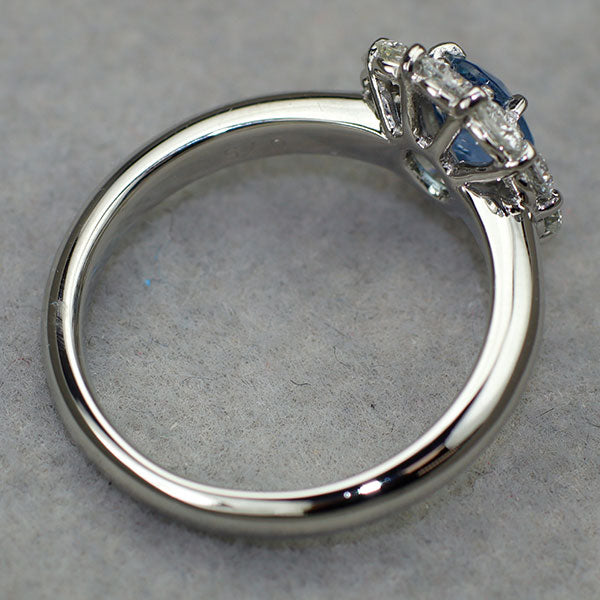 Pt900 サンタマリアカラーアクアマリン ダイヤモンド リング 0.75 D0.62ct