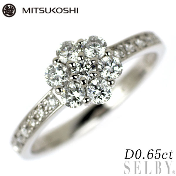三越 Pt900 ダイヤモンド リング 0.65ct フラワー
