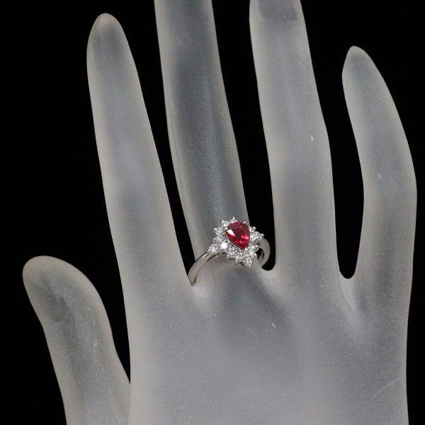Pt850 ルビー ダイヤモンド リング 0.70ct D0.48ct