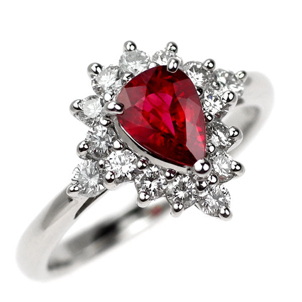 Pt850 ルビー ダイヤモンド リング 0.70ct D0.48ct