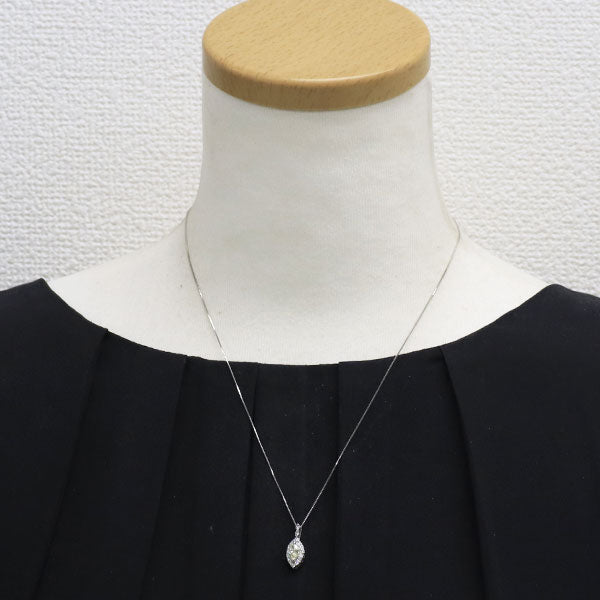 Pt900/ Pt850 マーキス ダイヤモンド ペンダントネックレス 0.348ct D0.25ct