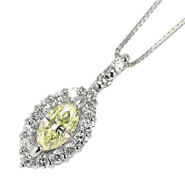 Pt900/ Pt850 マーキス ダイヤモンド ペンダントネックレス 0.348ct D0.25ct