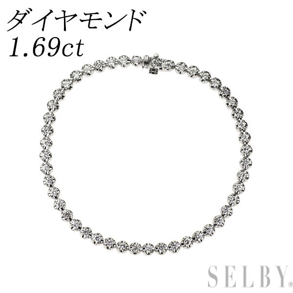 Pt850 ダイヤモンド テニス ブレスレット 1.69ct