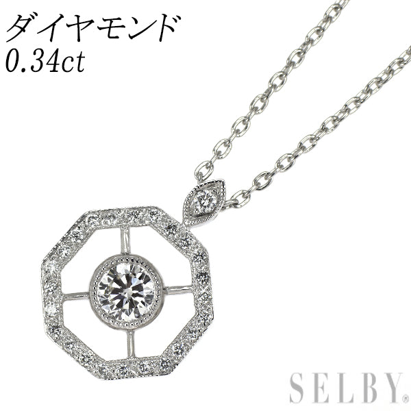 K18WG ダイヤモンド ペンダントネックレス 0.34ct