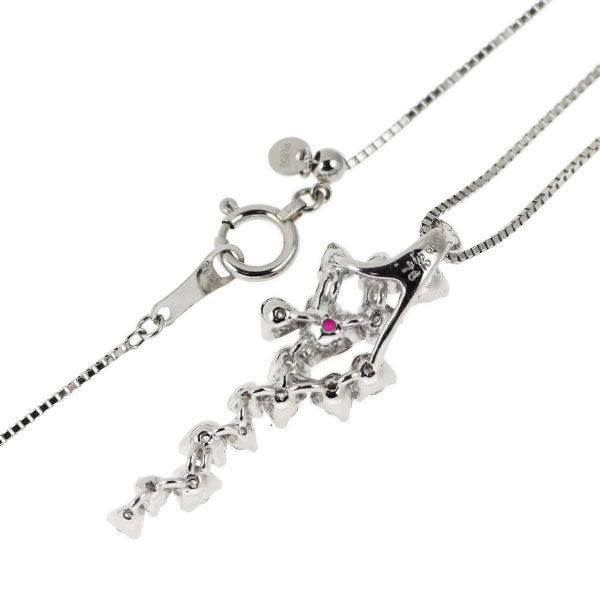Pt900/ Pt850 ルビー ダイヤモンド ペンダントネックレス 0.32ct D0.76ct