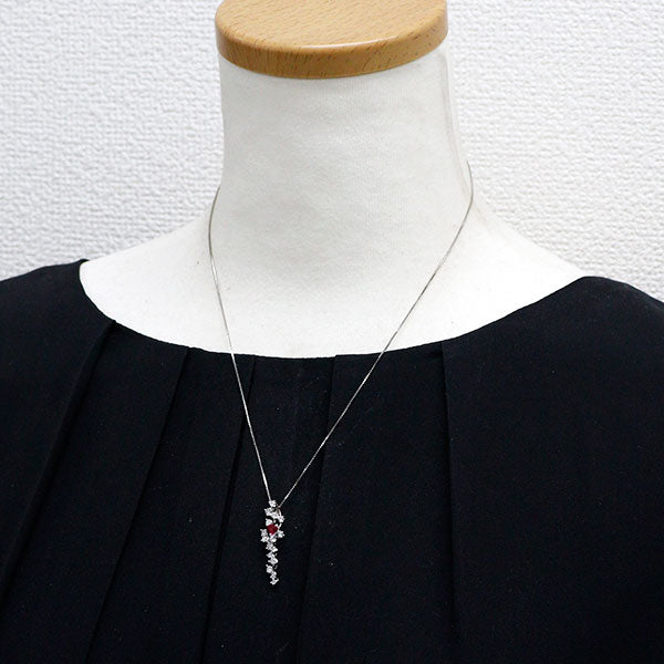 Pt900/ Pt850 ルビー ダイヤモンド ペンダントネックレス 0.32ct D0.76ct