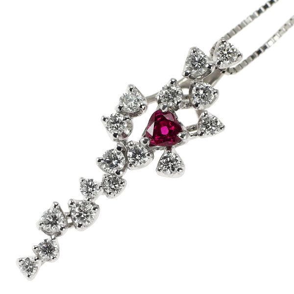 Pt900/ Pt850 ルビー ダイヤモンド ペンダントネックレス 0.32ct D0.76ct