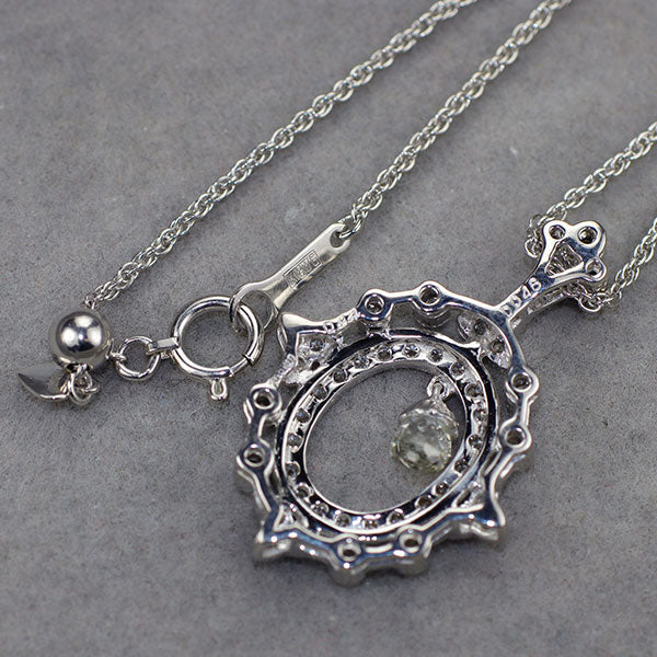 K18WG ブリオレットカットダイヤモンド ダイヤモンド ペンダントネックレス 0.44ct D0.46ct アンティークレース