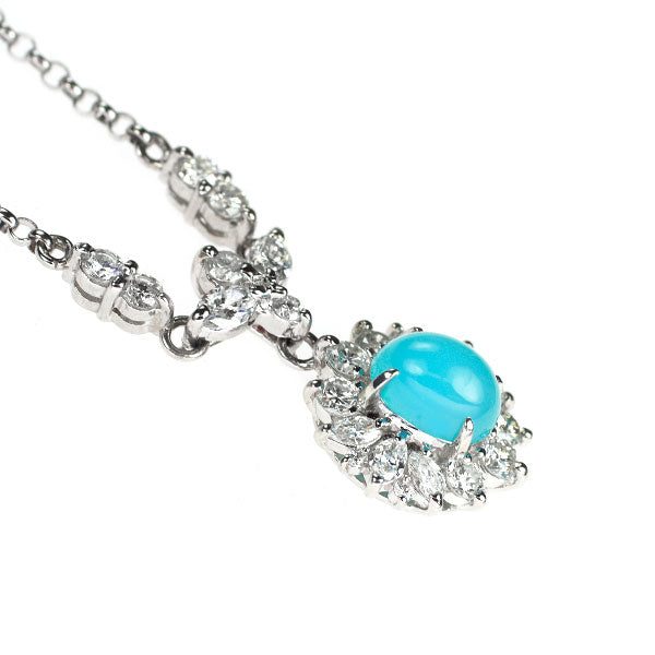 Pt900/Pt850 カルセドニー ダイヤモンド ペンダントネックレス 1.26ct D1.00ct