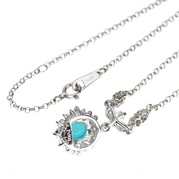 Pt900/Pt850 カルセドニー ダイヤモンド ペンダントネックレス 1.26ct D1.00ct